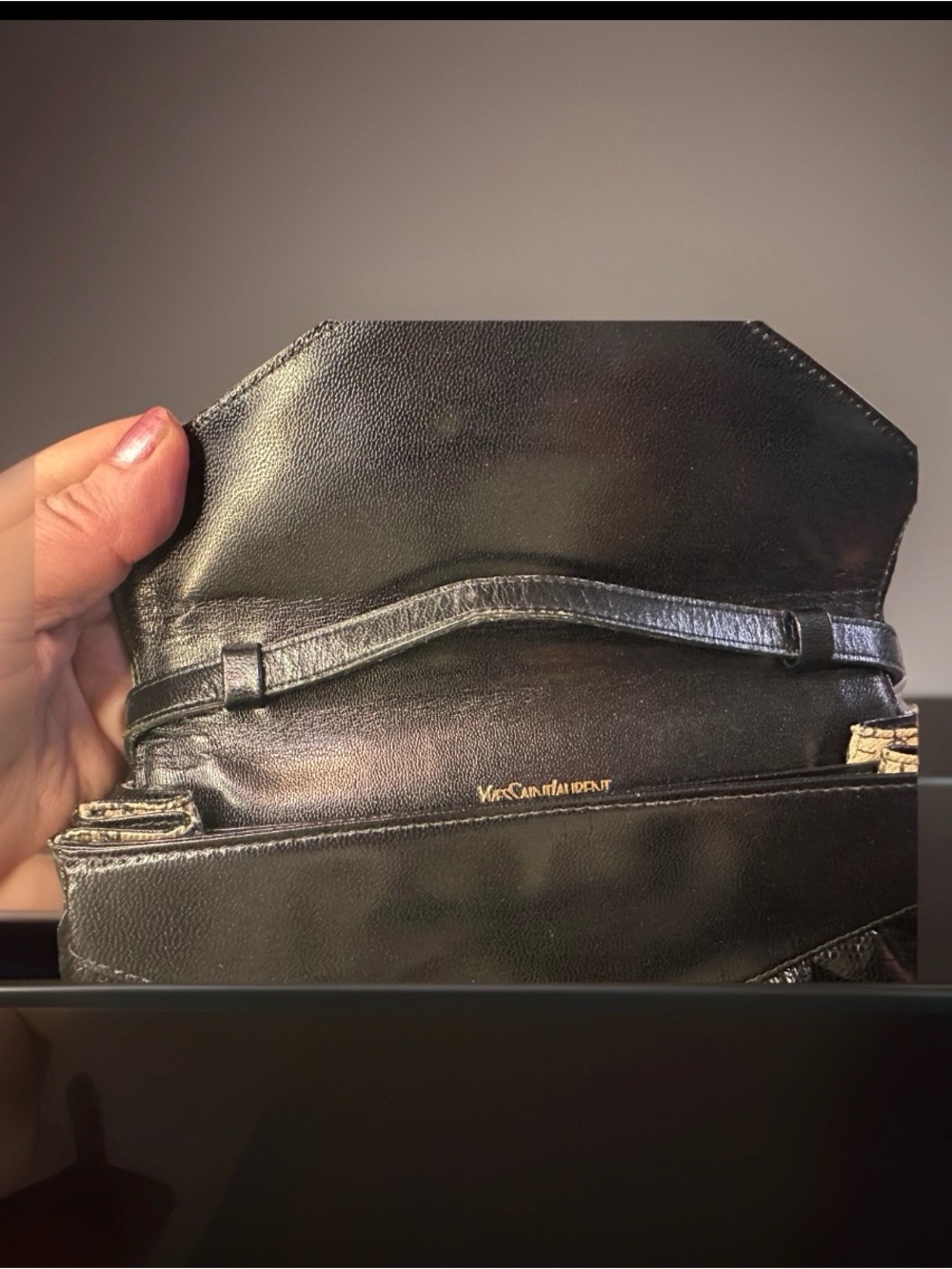 Yves Saint Laurent Black Leather Crossbody Bag womens Vintage - Picture 7 of 13